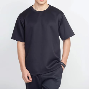Ensemble de survêtement décontracté pour homme, noir, à séchage rapide, t-shirt à manches courtes, col rond, pantalon long, poches latérales, léger, été - Product Image 5