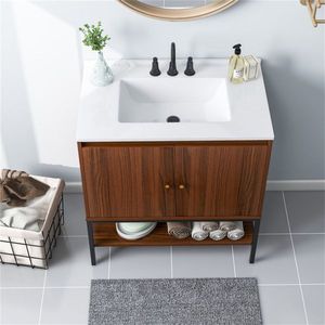 Ensemble de lavabo de salle de bain en noyer 31'' x 19'' x 41'' - Meubles élégants avec une construction durable - Product Image 5