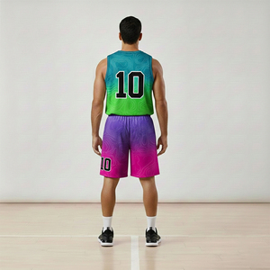 Ensemble d'uniformes d'entraînement de basketball réversibles personnalisables, style été, grandes tailles, respirant, avec affichage du nom de l'équipe et logo - Product Image 2