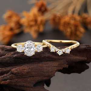 Anillo de Compromiso Ovalado de Moissanita Chapado en Oro, Anillo de Boda Nupcial con Corte de Pera, Joyería para Mujer - Product Image 4