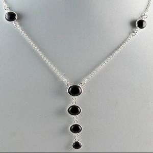 925 Sterling <b>Silver</b> Boho <b>Necklace</b> with Black Onyx Ball-shaped Pattern for Christmas Anniversary Birthday - Product Image 3