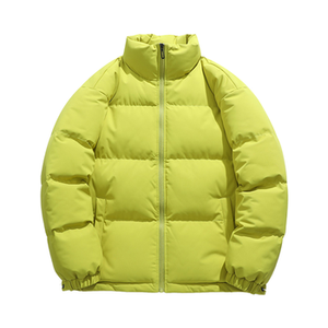 Men's Blue Puffer Jacket Stand Collar Zipper Closure Windproof Casual Style Thick Polyester Wadding Winter Wear - Product Image 5