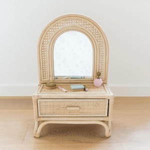 Corner <b>dressing</b> <b>tables</b> with mirror for child bedroom highest quality kid rattan make-up desk vanity - Product Image 5