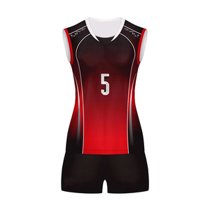 Women <b>Volleyball</b> Uniform <b>Set</b> Sleeveless V-neck Sublimated Jersey Red Black Woman <b>volleyball</b> uniform - Product Image 2