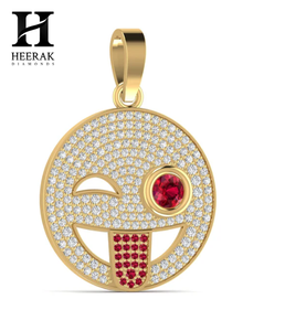 Colgante Personalizado con Emoji de Ojo Parpadeante y Lengua, con Moissanita VVS, Chapado en Oro de 14K sobre Plata 925, Joyería Hip Hop con Diamantes - Product Image 5