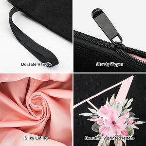 Borsa Cosmetica Nera Personalizzata per Donne, Regalo di Compleanno per Migliore Amica, Sposa, Damigella - Pochette Trucchi Personalizzata - Product Image 4
