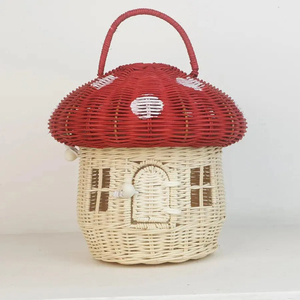 Cesta de Mimbre Hecha a Mano con Forma de Hongo, Cesta de Picnic Tejida, Organizador de Juguetes para Niños, Decoración para el Hogar y la Guardería - Product Image 2