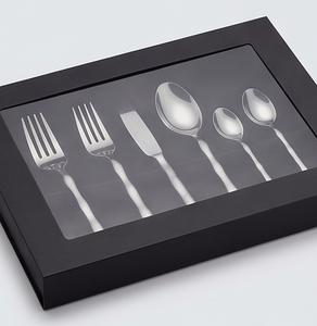 Ensemble de couverts en acier inoxydable plaqué argent, design ondulé, 5 pièces (fourchette, cuillère, couteau), passe au lave-vaisselle, pour usage domestique - Product Image 6