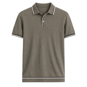 Polo en coton tricoté pour homme, manches courtes, tissu doux de qualité supérieure, bordure contrastée, coupe ajustée, décontracté et élégant, idéal pour l'été, vente en gros - Product Image 1