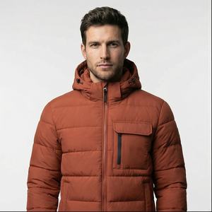 Veste Parka à capuche et col montant pour homme, manteau streetwear épais et chaud, tissu en toile, coupe-vent de couleur unie, nouvelle collection d'hiver - Product Image 1