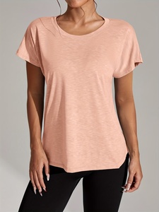 เสื้อยืดคอกลมผ้าโพลีเอสเตอร์/คอตตอนทรงปกติสำหรับผู้หญิง สวมใส่สบายๆ ในฤดูร้อนและฤดูใบไม้ผลิ - Product Image 1