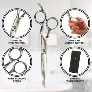 Ciseaux de barbier professionnels légers pour droitiers, lames en acier inoxydable 4Cr13, manche moyen, GEMSTONE Hair, vente chaude - Product Image 2
