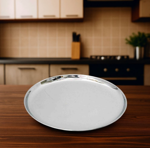 Assiette de service ronde moderne en acier inoxydable, vaisselle écologique, assiette de présentation à prix abordables - Product Image 6