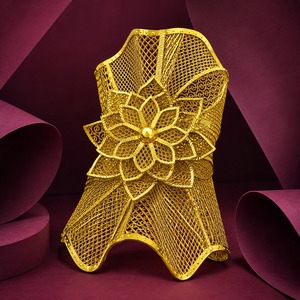Wholesale 14K 18K 24K Gold Plated Wide Kada Intricate Floral Openwork Dubai Style Arabic <b>Bridal</b> Kada Fashion Jewelry Oro Joyeria - Product Image 3
