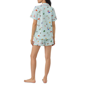 Customized Wholesale 100% Cotton Sleepwear Lounge Wear Women Loungewear Pajamas 2pcs/Set for Women With High Quality - Product Image 5