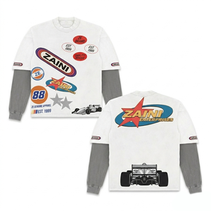 เสื้อเชิ้ตผ้าฝ้ายผสมสแปนเด็กซ์พรีเมียม 400 กรัม แบบสองชั้น แขนเสื้อแบบซ้อนทับ พิมพ์โลโก้ตามสั่ง คอกลม ทรงปกติ ผ้าไม่เป็นขุย - Product Image 1