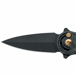 Couteaux pliants noirs avec manche texturé effet pierre, accents pivotants dorés, lame pointue pour le camping en extérieur et les tâches utilitaires - Product Image 4