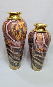 High-Gloss Marble Finish Cast Aluminium Metal <b>Vase</b> – <b>Gold</b> Collar Floral Centerpiece Flower <b>Vase</b> – Direct B2B Wholesale India - Product Image 3