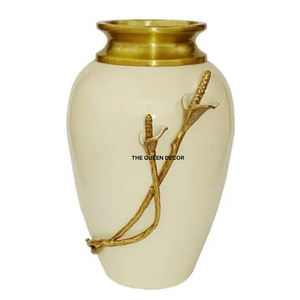 Nouveauté, vase à fleurs décoratif en métal rond personnalisé en aluminium, finition or et blanc, style moderne, maison antique - Product Image 1