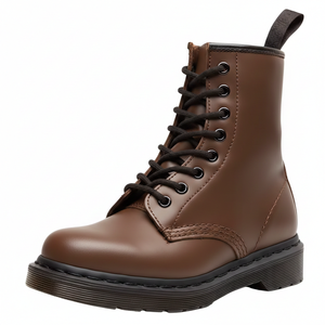 Bottes pour femmes en cuir véritable à lacets mi-mollet avec semelle en caoutchouc, talons épais de 3 cm - Product Image 5