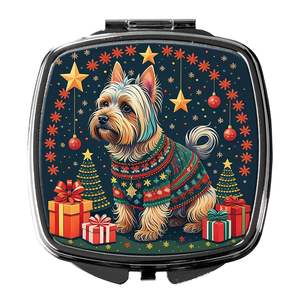 Silky Terrier Noël Compact Voyage Maquillage Miroir Portable Pliant De Poche Conception Cadeau pour Femmes et Filles - Product Image 1