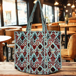 New Cotton Zipper Closure Elegant Floral Lightweight Quilted Traditional <b>Indian</b> Handcrafted Tote <b>Bags</b> - Product Image 3
