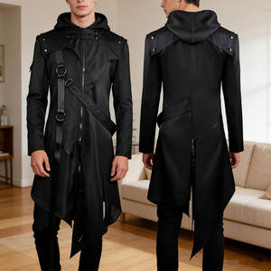 Sudadera con Capucha Larga Asimétrica Retro Medieval para Hombre, Chaqueta Gótica Victoriana Steampunk, Disfraz de Cosplay, Abrigo para Halloween - Product Image 1