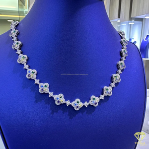 Chaîne en argent sterling 925 avec pierres précieuses multicolores, pierres simples, moissanite VVS, cadeau pour petite amie - Product Image 1