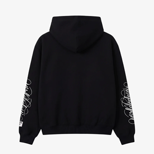 Sweat à capuche noir pour homme, surdimensionné, en coton, style streetwear, avec logo imprimé sur le devant, pour l'automne - Product Image 2
