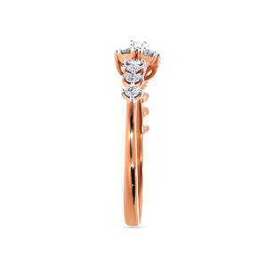 Exquisito Anillo de Compromiso de Oro Rosa de 14K con Diamantes, Delicado Motivo Floral con Diamantes Pavé Brillantes, Aura de Realeza - Product Image 5