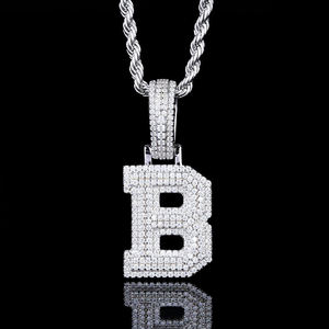 Collier pendentif lettre B en argent avec moissanite, style hip-hop, bijou unisexe avec breloque effet glaçon - Product Image 3