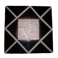 Boîte décorative de luxe carrée en résine, noire et blanche, avec incrustation géométrique de diamants et d'os, pour bijoux et souvenirs, style moderne