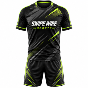 เสื้อฟุตบอลแบบสั่งทำพิเศษของ Swipe Wire Sports รุ่น Unisex คอวี แขนสั้น ผ้าโพลีเอสเตอร์ระบายเหงื่อได้ดี ทรงปกติ ชุดยูนิฟอร์ม - Product Image 5