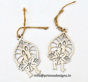 Ornements de Noël en bois écologiques découpés au laser, décorations suspendues en bois, pendentifs bougies de Noël vintage, ornements décoratifs - Product Image 1