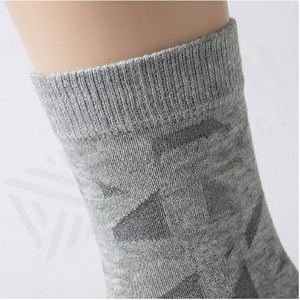 Crew Socks Geometric Pattern Gray Breathable Knitted Adult Casual Daily Wear - Product Image 4