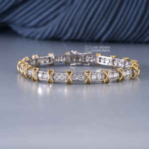 Pulsera de Cadena con Diamantes Cultivados en Laboratorio, Corte Brillante Redondo, 3.45 Quilates, Oro Amarillo de 14K, Calidad VS EF, 15.14g, Joyería de Lujo para Mujer - Product Image 6