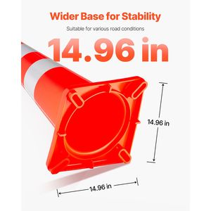6 Coni Stradali di Sicurezza da 36 Pollici in PVC Arancione con Collari Riflettenti e Base Pesante in PE, Utilizzabili per Cantieri e Traffico - Product Image 5