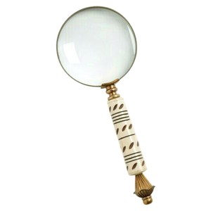 Loupe de lecture vintage en laiton massif avec poignée en corne de buffle naturelle, loupe de poche antique pour bijoux - Product Image 2