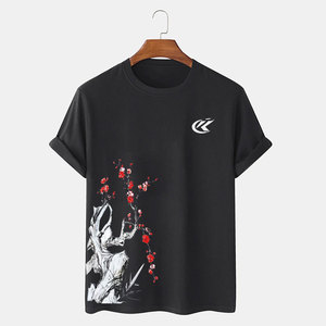 เสื้อยืดคอตตอนพิมพ์ลายโลโก้ตามสั่ง ดีไซน์ใหม่ล่าสุด แฟชั่นสตรีทแวร์ ตัดเย็บด้วยผ้าคอนทราสต์ สำหรับผู้ชาย - Product Image 1