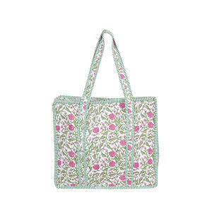 Bolso Tote de Algodón Acolchado Hecho a Mano, Resistente, con Estampado Floral en Blanco y Negro, Reversible, con Cremallera, para Verano y Otoño, para Compras - Product Image 1