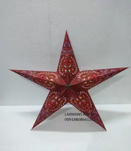 Kerstpapier Ster Lantaarns Hot Selling Luxe Decor Kerst Gedrukt Papier Ster Lampen/Lantaarns Groothandel Uit India