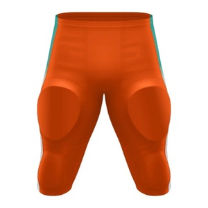 Men's Fitted Football <b>Padded</b> <b>Pant</b> Orange Teal White Color Blocking Sublimated Moisture Wicking Breathable Quick Dry Seamless - Product Image 2