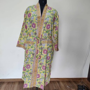 Hand Block Print Cotton Kimono <b>Robe</b> Dressing Gown Women Cotton <b>Robe</b> <b>Beach</b> Wear For Women Gift For Her - Product Image 2