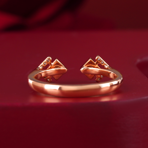 14K Rose Gold Modern Dainty Lab Grown Diamond <b>Ring</b> 0.15 CT Double Geometric <b>Open</b> Design Fashion Jewelry - Product Image 4