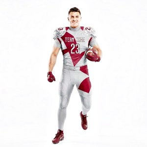 Uniforme de football américain de qualité supérieure, combinaison bordeaux et argent, nom et numéro d'équipe personnalisés, 100% polyester respirant, unisexe - Product Image 4