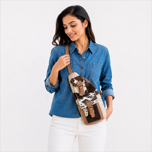 Nuevo Bolso de Hombro de Cuero Vacuno, Elegante y Moderno, Bolso de Viaje con Pelo de Vaca, Fácil de Llevar, Cinturón Portamonedas - Product Image 3
