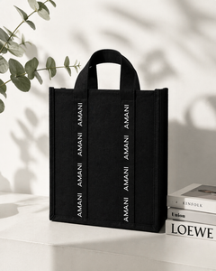 AMANI Laminated Black Canvas <b>Drawstring</b> Tote <b>Bag</b> <b>Waterproof</b> Promotional Shopping <b>Bag</b> Custom Logo Reusable Heavy Duty Gusset Bulk - Product Image 3