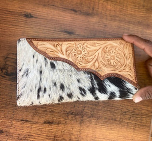 Cartera tallada a mano de piel de vaca occidental, funda de teléfono de embrague, cartera elegante, multiusos, Cartera de cuero occidental para mujer - Product Image 5