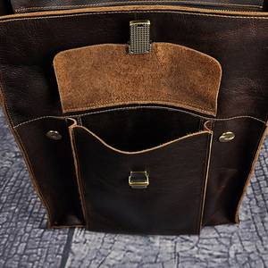 Tech-Ready <b>Waterproof</b> Leather <b>Backpack</b> Anti-Theft Vintage Laptop Rucksack Genuine Leather Case LBP-0341 - Product Image 4