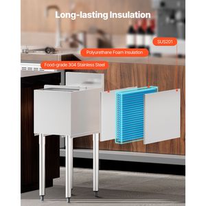 Contenitore per Ghiaccio in Acciaio Inox da 28 L per Cucine Commerciali, con Coperchio Scorrevole 12 X 19 X 37 e Portabottiglie Regolabili - Product Image 3